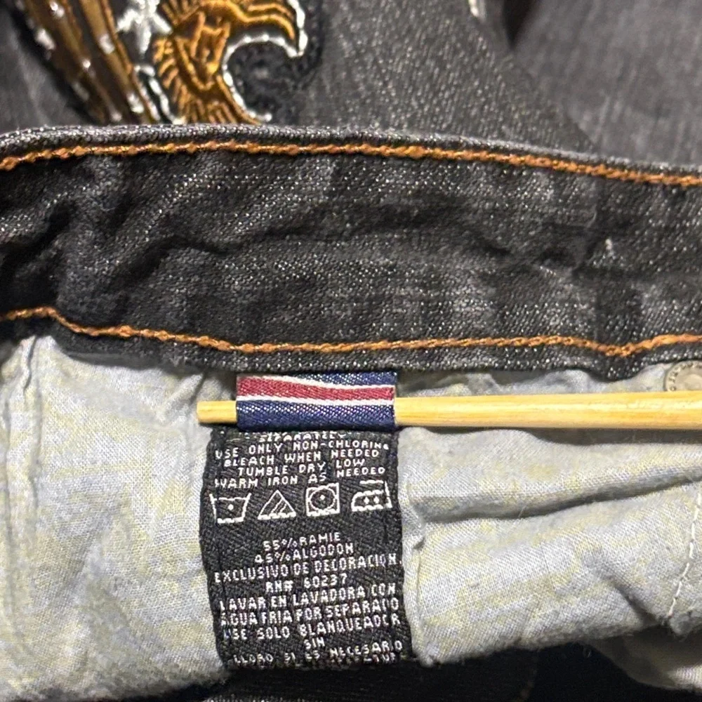 Vtg Phat Farm Embroidered Baggy Jeans Gray Gold Y2K Streetwear 16